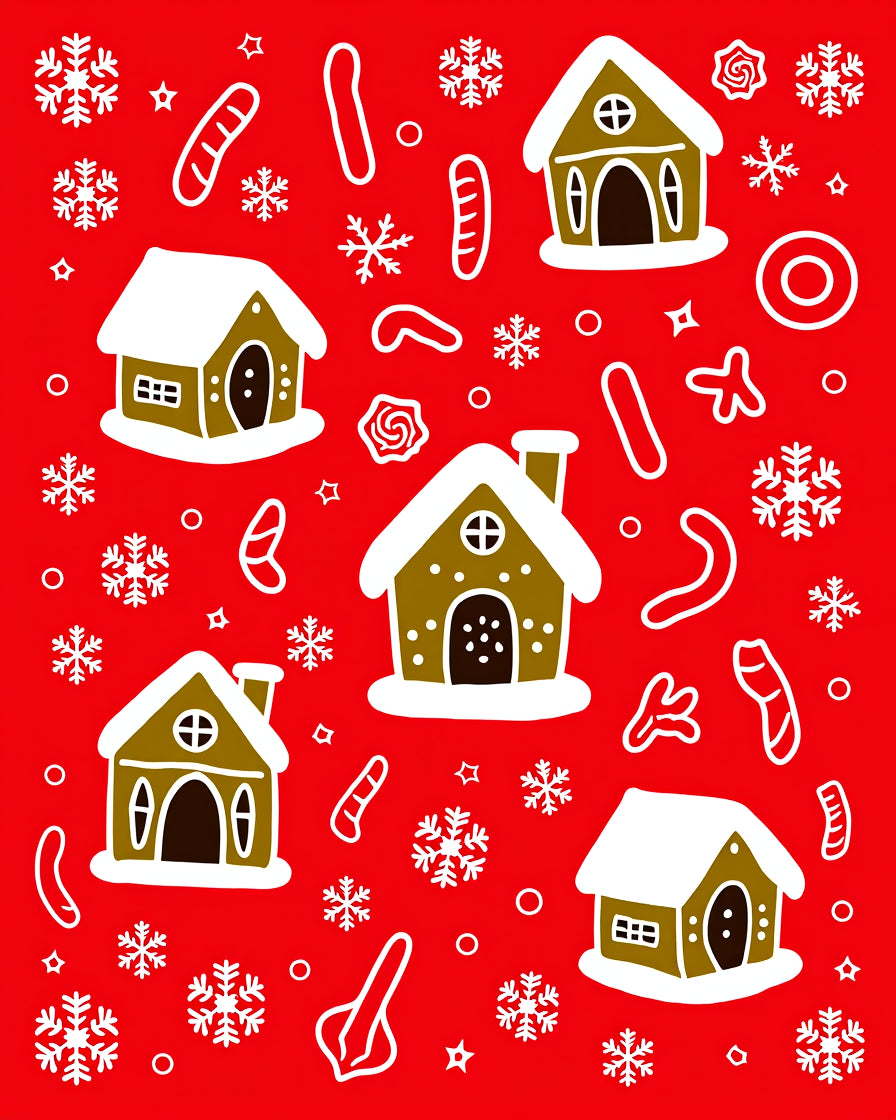 Brown Gingerbread Houses Snowflakes Sweet Treats Rug