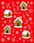 Brown Gingerbread Houses Snowflakes Sweet Treats Rug