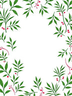 Green Leafy Berries Border Rug