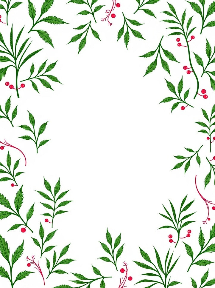 Green Leafy Berries Border Rug