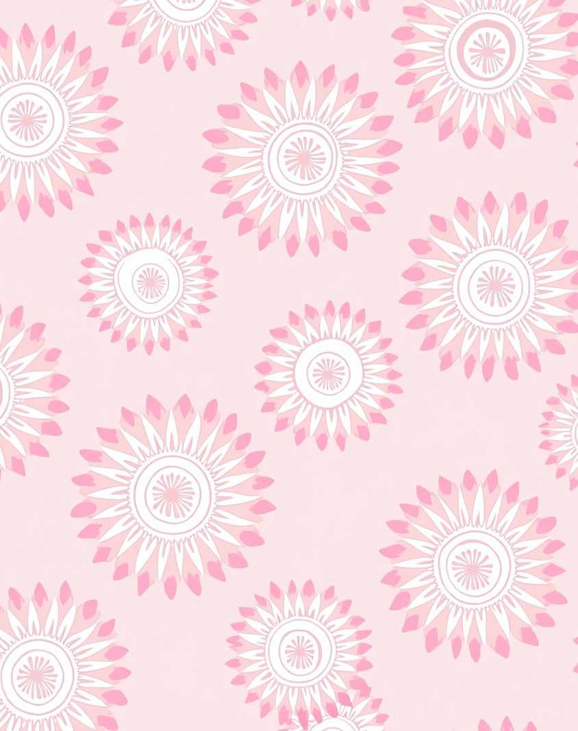 Sweet Pink Floral Medallion Garden Rug