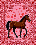 Elegant Pink Floral Horse Artwork Rug