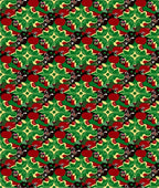 Bold Red Green Black Floral Medallion Rug