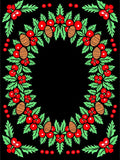 Crimson Berry Pinecone Garland Border Rug