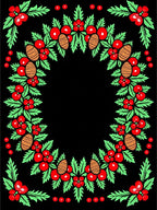 Crimson Berry Pinecone Garland Border Rug