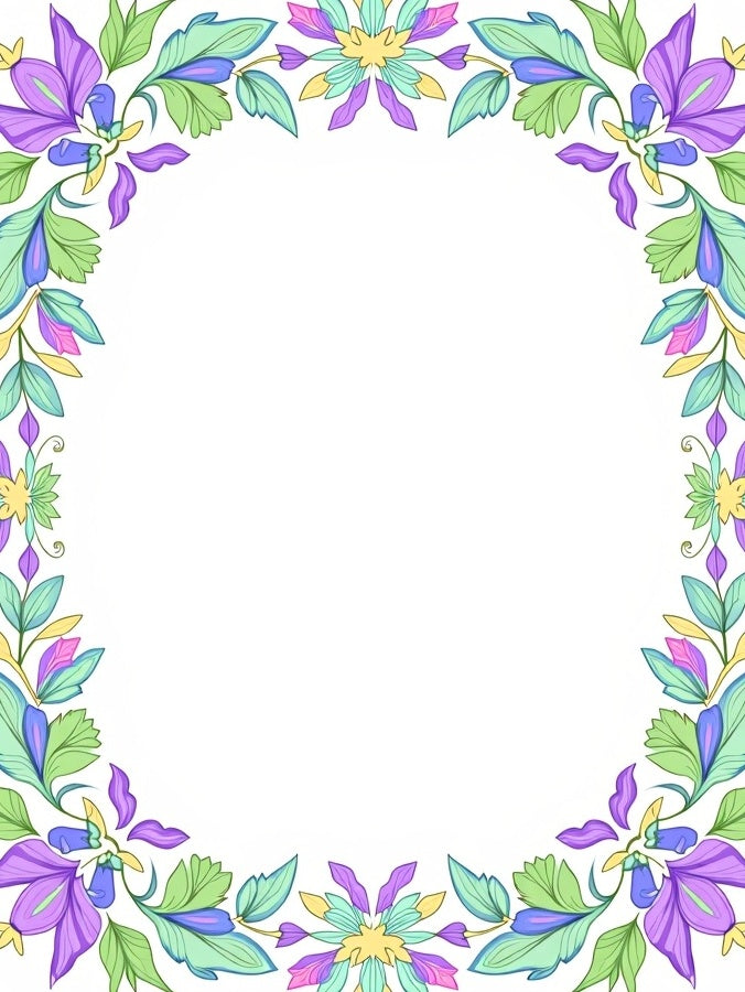 Pastel Floral Swirl Border Rug