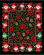 Whimsical Gnomes Reindeer Red Floral Rug
