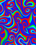 Vibrant Red Blue Green Swirl Rug