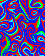 Vibrant Red Blue Green Swirl Rug