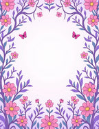 Whimsical Pink Floral Butterfly Frame Rug