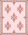 Terracotta Pink Floral Diamond Border Rug