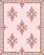 Terracotta Pink Floral Diamond Border Rug