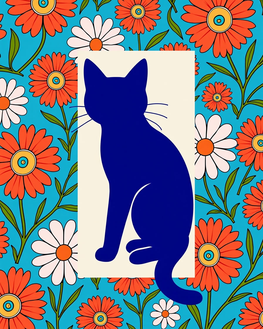 Blue Cat Groovy Floral Field Rug