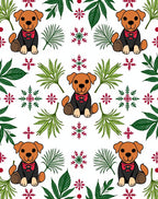 Whimsical Red Bow Dog Snowflake Garden Rug