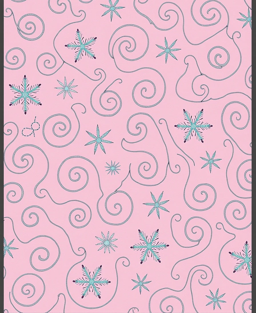 Pink Snowflake Swirls Snowfall Rug