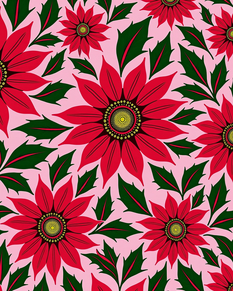 Crimson Poinsettia Pink Floral Rug