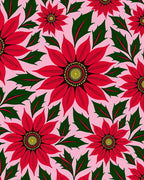 Crimson Poinsettia Pink Floral Rug