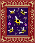 Whimsical Yellow Bee Violet Flowers Rug