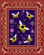Whimsical Yellow Bee Violet Flowers Rug