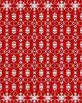 Crimson Snowflake Geometric Border Rug