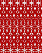 Crimson Snowflake Geometric Border Rug