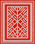 Crimson Woven Branch Lattice Rectangular Rug