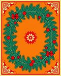 Festive Evergreen Wreath Red Ornament Rug