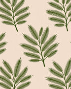 Green Fern Frond Repeating Pattern Rug
