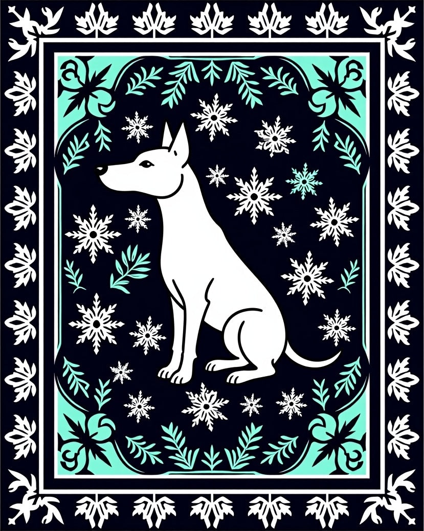 White Dog Autumn Snowflake Collection Rug