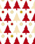 Red Beige Pine Trees Sunburst Rug