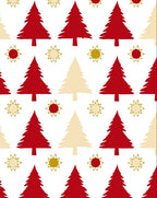 Red Beige Pine Trees Sunburst Rug
