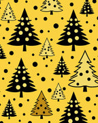 Golden Yellow Christmas Trees Scattered Circles Rug
