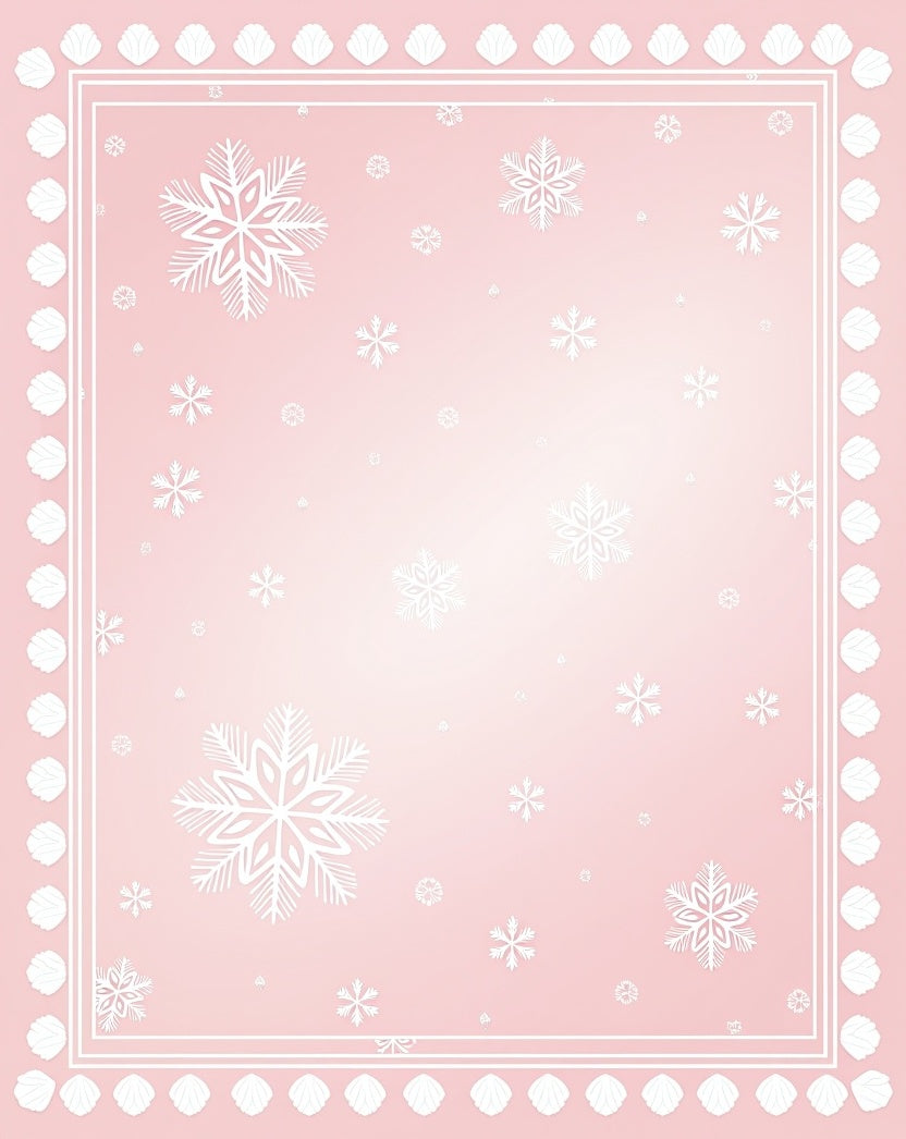 Pink Snowflakes Frame Rug