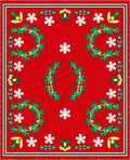 Vintage Red Holly Snowflake Wreath Rug