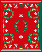 Vintage Red Holly Snowflake Wreath Rug