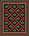 Bold Red Lattice Green Floral Rug