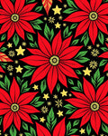 Crimson Red Poinsettia Star Medallion Rug