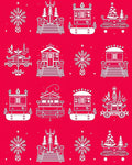Festive Holiday Train Snowflake Collection Rug