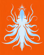 Ethereal Sky Blue Tentacle Swirl Rug