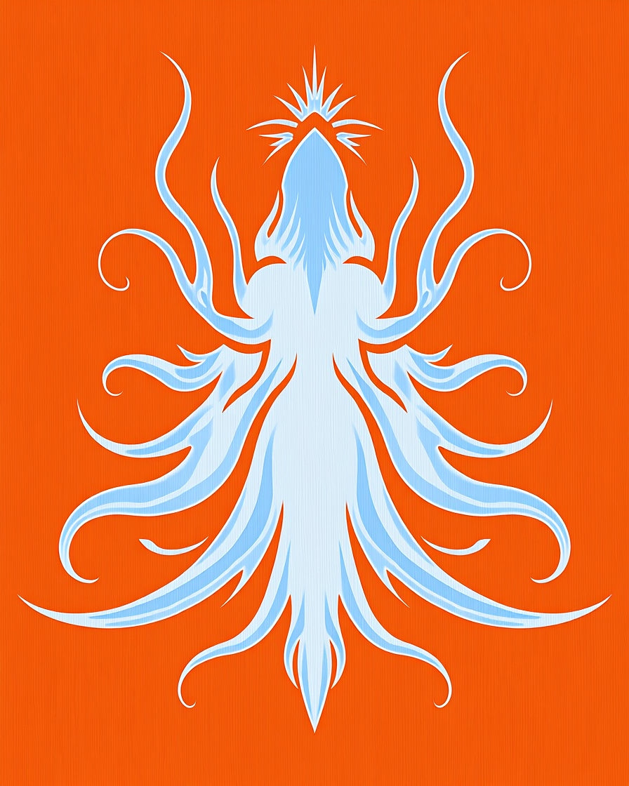 Ethereal Sky Blue Tentacle Swirl Rug