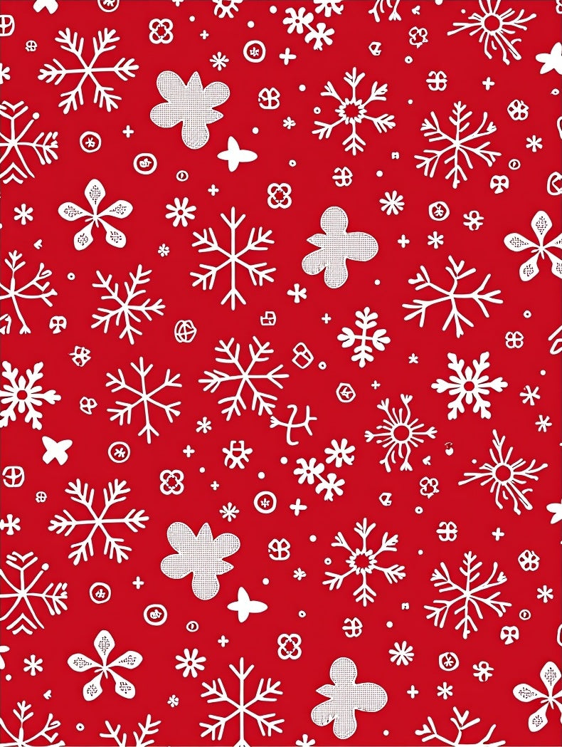 Radiant Red Snowflake Holiday Collage Rug