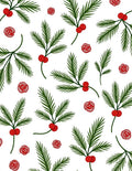 Festive Green Pine Sprig Red Berry Rug