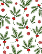 Festive Green Pine Sprig Red Berry Rug