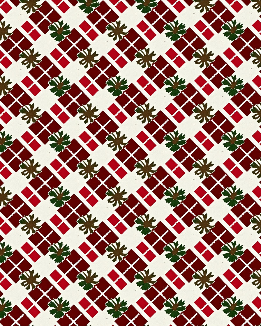 Crimson Red Diamond Foliage Arrangement Rug