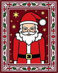 Crimson Santa Claus Holly Border Rug