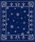 Deep Blue White Snowflake Winter Border Rug