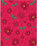 Crimson Floral Dragonfly Swirl Rug