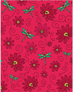 Crimson Floral Dragonfly Swirl Rug