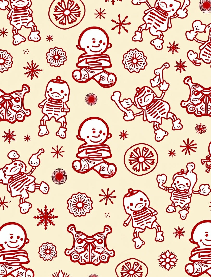 Red Day Of The Dead Characters Medallions Rug