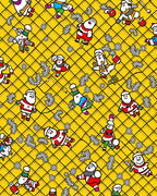 Yellow Whimsical Christmas Character Plaid Rug